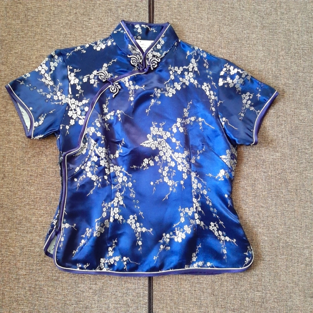 Elegant Blue Floral Women's Blouse
